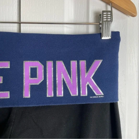 RARE 2011 Victoria's Secret Foldover Yoga Flare Pants M 2000s Love Pink Logo y2k - Picture 4 of 11
